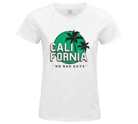 Republic Of California « No Bad Days California » WOREPCZTS102 T-Shirt Femme, Blanc, Taille L