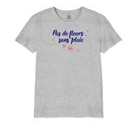 Republic Of California Pas De Fleurs sans Pluie imprimée T-Shirt Enfant Garçon Fille Tee-Shirt Mode Casual Été Confortable à Manches Courtes et col Rond en Coton,Gris Melange_Taille 10 Ans