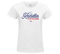 Republic Of California « Raclette is My Religion » WOREPCZTS045 T-Shirt Femme, Blanc, Taille M