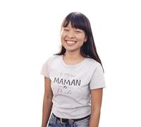 REPUBLIC OF CALIFORNIA Women's Maman Poule imprimé T-Shirt Mother's Day Gift - Women's Christmas Mum of Love Grandma Stepmom Wife Birthday Gift,Blanc_Large