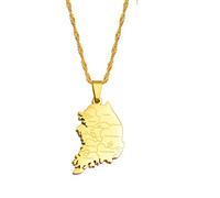 République De Corée &Amp; Ville Nom Pendentif Colliers Pour Femmes Filles Corée Du Sud Bijoux Cartes Coréen Atriotique Cadeau Bijoux De Mode Meilleur Ami Cadeau Cadeau De Noël Chaîne De Chandai