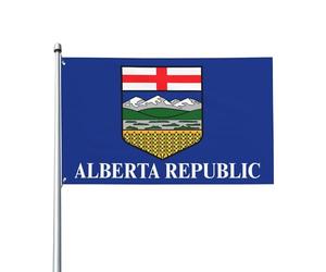 République de l'Alberta Établie en 2025 Drapeau « On a fini » Alberta d'abord 01 Bannière 3x5 Drapeaux d'extérieur pour jardin
