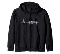 République démocratique du Congo Heartbeat EKG Pulse RDC Congo Sweat à Capuche