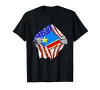 République du Congo USA Poitrine Amérique Racines congolaises RDC T-Shirt