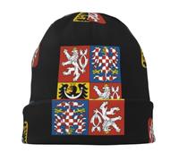 République tchèque Emblème National Bonnet Tricoté Homme Femme Extensible Tissu en Soie de Lait avec Doublure Épaisse Emblème National Unisexe Classique Chapeau Hiver Cadeau Homme Femme Papa