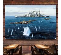 Repulse and Prince of Wales Battleships in WW II Flag Banner Wall Chart Canvas Painting Military Art Posters & Prints Wall Art Decor Tapisserie pour chambre, salle de classe, maison, chambre à coucher