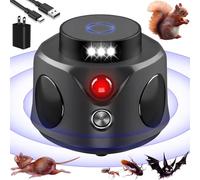 Répulsif à souris d'intérieur amélioré, répulsif à ultrasons puissant à 360° avec détection 3 côtés 9 lumières stroboscopiques, chauve-souris, écureuil pour maison, grenier, garage, maison, grange