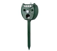 Répulsif à ultrasons à énergie solaire pour animaux avec motif hibou, 4 lumières LED, rechargeable par énergie solaire et USB, dissuasif extérieur pour chat et faune