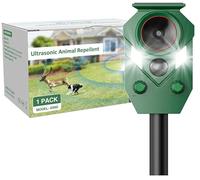 Répulsif à ultrasons pour chat - Pour le jardin - Étanche IP65 - Détecteur de mouvement PIR et lumière clignotante - Efficace contre les chats, les pigeons, les chiens, les renards, les oiseaux, les