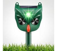 Répulsif à ultrasons pour chat - Répulsif solaire pour chat - Étanche IPX5 - Charge USB - Répulsif contre les martres avec détecteur de mouvement, 5 plages de fréquence et lumières clignotantes rouges