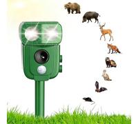 Répulsif à ultrasons pour chat - USB et solaire - Étanche IP65 - Avec flash LED - Dissuasif extérieur pour chats, chiens, écureuils, rats, renards, serpents, cerfs, animaux sauvages