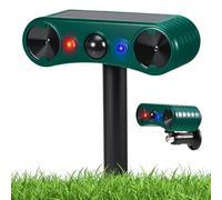 Répulsif à ultrasons pour chats - Répulsif solaire à ultrasons pour animaux - Imperméable - Avec détecteur de mouvement PIR et lumière clignotante pour chat, chien, animal sauvage