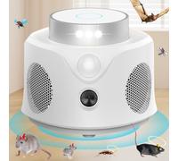 Répulsif à ultrasons pour souris, répulsif à ultrasons d'intérieur amélioré 2026, répulsif à ultrasons à 360° avec capteur PIR et lumière stroboscopique LED pour intérieur