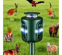 Répulsif à ultrasons solaire avec lampe clignotante LED, 5 modes, étanche IP66, idéal pour les jardins et la protection des animaux à l'extérieur