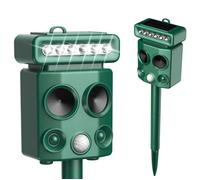 Répulsif Animaux Ultrasons Solaire avec Lumière LED et Imperméable IP65, Repousse Les Skunks, Oiseaux, Le Chien, Écureuils