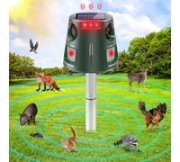 Repulsif Chat Exterieur, 360° Ultrason Solaire Répulsif Taupe avec Détecteur de Mouvement et Lumière Clignotante, Etanche IP66 5 Modes Repulsif Serpent pour Campagnols Raton Sauvage Lapin