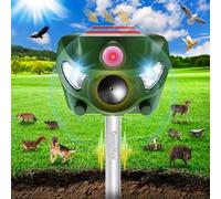 Repulsif Chat Exterieur, 5 Modes Repulsif Chat Ultrason, Repulsif Chat Exterieur Solaire de 26 Pieds avec Alarme Sonore et Lumières Flash pour Chien, Cerf, Renard, Lapin, Écureuil, Oiseau