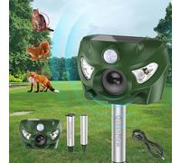 Repulsif Chat Exterieur Interieur, Répulsif Chat Ultrason avec Détecteur de Mouvement, 5 Modes, Flash LED, Sons d'alarme, Repulsif Chat Jardin, Repulsif Ultrason Chat Solaire, Etanche