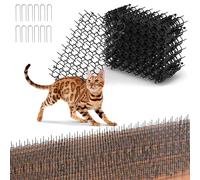 Repulsif Chat Extérieur - Lot de 12 Tapis à Pointes Anti-Chats pour Jardin - Grilles Répulsives en Plastique 20x15 cm - Barrière Efficace pour Protéger Plantes, Semis et Potager