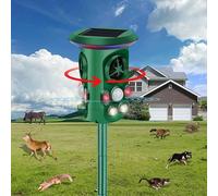 Repulsif Chat Exterieur Solaire, 360 degrés Répulsif Chat Ultrason pour Le Jardin, 4 Modes réglables, 10m Anti Chat Exterieur Repulsif pour Rats, Chiens, Oiseaux, Souris, Pigeon