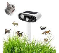 Repulsif Chat Extérieur Ultrason Solaire - Double Défense LED+Ultrason, Capteur PIR 8m, IP65 Étanche - Anti-Chats, Renards, Chiens & Rongeurs - Alimentation Solaire, pour Jardins & Yards