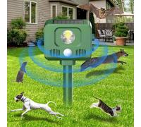 Répulsif Chat Ultrason Solaire, 4 Modes Répulsif Animaux Extérieur avec Détecteur de Mouvement PIR, LED et Charge USB pour Jardin (Vert)