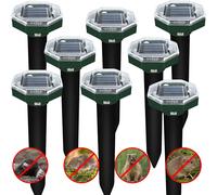 Répulsif de rat, 8x ultrasonique répulsif serpent rat chasse taupe piège, contrôle de la taupe solaire serpent campagnol Ground Mouse autre animal répulsif 8pcs (modèle octogonal vert solaire)