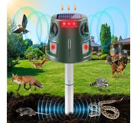 Répulsif pour chat d'extérieur - Appareil de contrôle solaire à 360° - Avec détecteur de mouvement et lumière clignotante - 5 modes - Étanche - Pour écureuils, ratons laveurs, martres, lapins