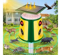 Répulsif solaire à ultrasons à 360° pour chat et écureuils avec détecteur de mouvement et lumière clignotante, étanche, répulsif solaire pour animaux, repousse, cerf, lapin, raton laveur