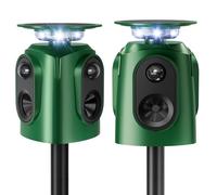 Répulsif solaire à ultrasons pour animaux à 360 °, 2 dispositifs répulsifs | Répulsif pour chat avec détecteur de mouvement, étanche IP65, répulsif pour lapin, cour, répulsif efficace pour écureuil