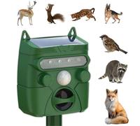Répulsif solaire à ultrasons pour animaux avec détecteur de mouvement et flash LED | Répulsif extérieur étanche pour chats, renards, écureuils, cerfs et oiseaux | Protection du jardin, de la pelouse