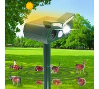 Répulsif solaire à ultrasons pour animaux - Avec détection de mouvement - Étanche - Répulsif pour chat - Pour écureuil, lapin, oiseau, chien, raton laveur, mouffette - Répulsif pour animaux - Pour