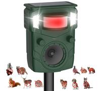Répulsif solaire à ultrasons pour animaux d'extérieur - 2025 amélioré activé par le mouvement pour chat, chien, cerf, écureuil avec capteur PIR et flash LED, étanchéité IP65 pour cour, jardin, ferme