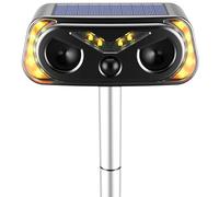 Répulsif solaire à ultrasons pour animaux d'extérieur avec détection de mouvement, pour jardin, ferme, lapin, écureuil, cerf, raton laveur, mouffette, rongeurs, 1 pièce, noir