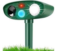 Répulsif solaire à ultrasons pour animaux : répulsif pour chat / chien / raton laveur activé par le mouvement, étanche IP44 pour jardin, cour (cerf, écureuil, mouffette, lapin)