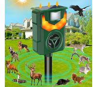 Répulsif solaire à ultrasons pour animaux - Répulsif pour chat d'extérieur avec alarme oculaire flamboyante - Répulsif étanche pour raton laveur avec détection de mouvement pour ferme, cour, jardin,