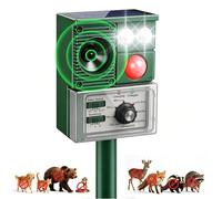 Répulsif solaire à ultrasons pour animaux - Répulsif pour chat extérieur avec détecteur de mouvement et lampe de poche, étanche, motif cerf, raton laveur, écureuil, lapin, chien, mouffettes pour ferme