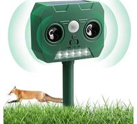 Répulsif solaire à ultrasons pour chats avec détecteur de mouvement PIR et flash LED - Étanche - Convient pour repousser les chats, les renards, les écureuils, les pigeons, les rongeurs