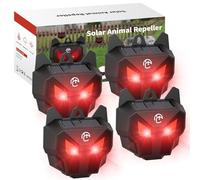 Répulsif solaire nocturne pour animaux avec lumières clignotantes LED rouges - Répulsif efficace contre le coyote, le raton laveur, la mouffette, le cerf et la faucon - Lumières étanches pour