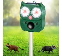 Répulsif solaire pour animaux - Répulsif à ultrasons pour l'extérieur - IP66 - Étanche - Avec détecteur de mouvement, lumière clignotante LED - Dissuasion efficace contre les chats, les chiens, les
