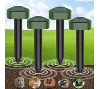 Répulsif Taupe Solaire à Ultrason 4 Pièces, Répulsif à Ultrasons Utilisé pour Repousser Les Animaux Fouisseurs Tels Que Les Taupes Campagnols Serpents Lézards etc, Protection Pelouses Jardins