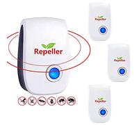 Répulsif Ultrason Anti Moustiqueé 4 Paquets, Répulsif Ultrason Souris Version pour moustiques, Souris, Fourmis, Mouches, araignées, cafards-Professionnel et Efficace