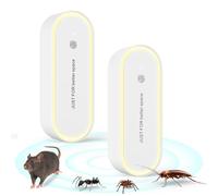 Répulsif Ultrason Anti Moustiqueé, Répulsifs a Moustiques Lot de 2, Anti Moustique Interieur pour Rongeurs, Souris Moustique Cafard Araignée Mouche