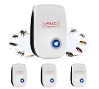 Répulsif Ultrason Anti-Rongeurs Insectes, 4 Pack Ultrason Anti Moustique Ultrason, Intérieur Répulsif Électronique Insectes pour Souris, Rats Fourmis Araignées Moustiques