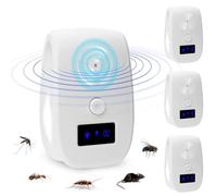 Répulsif Ultrason Anti-Rongeurs Insectes, 4 Pack Ultrason Anti Moustique Ultrason Souris et Rats, Intérieur Répulsif Électronique pour Souris, Moustiques, Araignées, Cafards, Fourmis