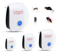 Répulsif Ultrason Anti Rongeurs Insectes,4 Pcs Ultrason Anti Moustique Répulsif Cafards Fourmis Rats Électronique Antiparasitaire