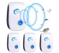 Répulsif Ultrason Anti-Rongeurs Insectes,4 pcs Ultrason Anti Moustique Ultrason Souris et Rats, Intérieur Répulsif Électronique Insectes pour Souris, Rats Fourmis Araignées Moustiques