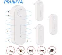 Répulsif Ultrason PRUMYA 4pcs Avec Interrupteur Conversion de Fréquence Automatique Répulsif Souris Moustiques Cafards Mouches