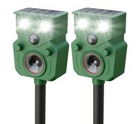 Répulsif ultrasonique pour animaux à énergie solaire avec détecteur de mouvement et 5 modes et lumières clignotantes pour extérieur, cour, pelouse, verger, jardin