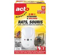 Répulsif Ultrasons & veilleuse - ACTO - 60m²